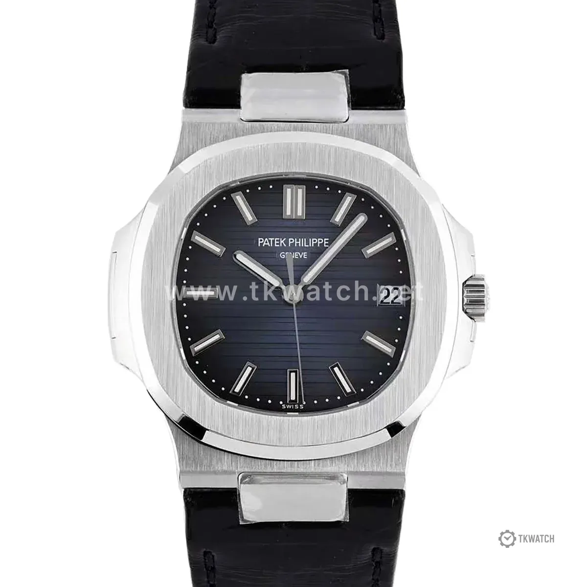 Nautilus Jumbo 5711 Blue Dial in Steel with Black Leather Strap