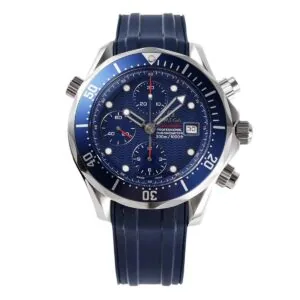 Seamaster Diver 300m cronografo quadrante blu su cinturino in gomma