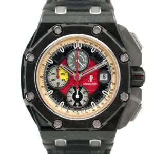 Royal Oak Offshore 26290IO 44mm Keramik JF schwarz/rotes Zifferblatt am schwarzen Lederarmband A3126