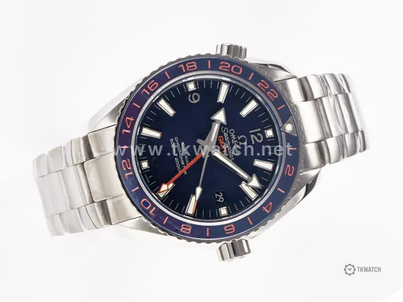 Planet Ocean 600M Co-Axial GMT 43.5mm VSF 1:1 Best Edition Blue Dial Blue Ceramic Bezel on SS Bracelet A8605 Super Clone - Image 2