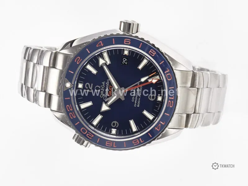 Planet Ocean 600M Co-Axial GMT 43.5mm VSF 1:1 Best Edition Blue Dial Blue Ceramic Bezel on SS Bracelet A8605 Super Clone - Image 3