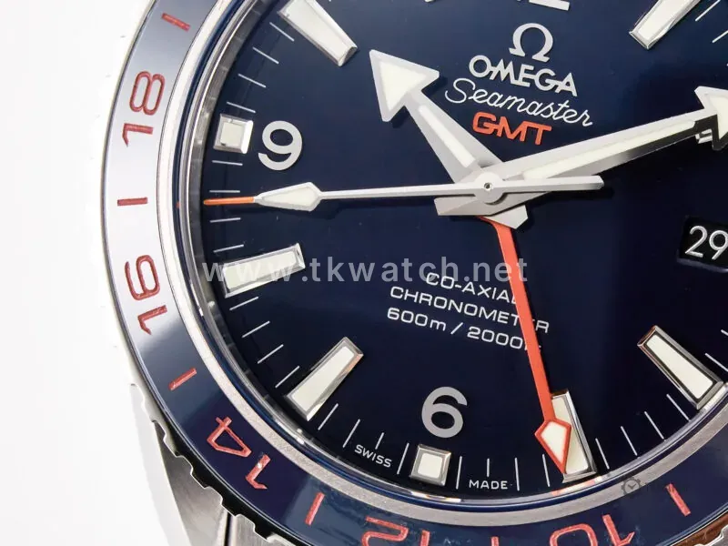 Planet Ocean 600M Co-Axial GMT 43.5mm VSF 1:1 Best Edition Blue Dial Blue Ceramic Bezel on SS Bracelet A8605 Super Clone - Image 8