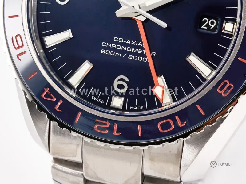 Planet Ocean 600M Co-Axial GMT 43.5mm VSF 1:1 Best Edition Blue Dial Blue Ceramic Bezel on SS Bracelet A8605 Super Clone - Image 9
