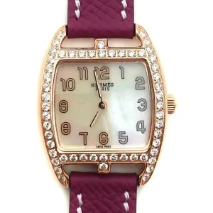 Cape Cod Tonneau Rose Gold with Diamond Bezel on Violet Epsom Leather Strap