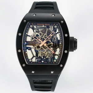 RM035-02 RG Black Ceramic SONIC Best Edition Skeleton Dial on Black Rubber Strap Clone RMUL1